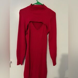 Freshman Vibrant Red Long Sleeve Dress